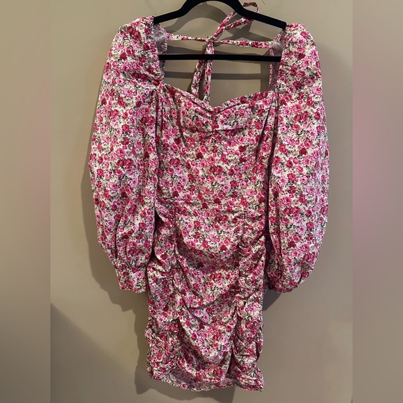 Nasty Gal pink floral balloon sleeve mini dress - Picture 6 of 7